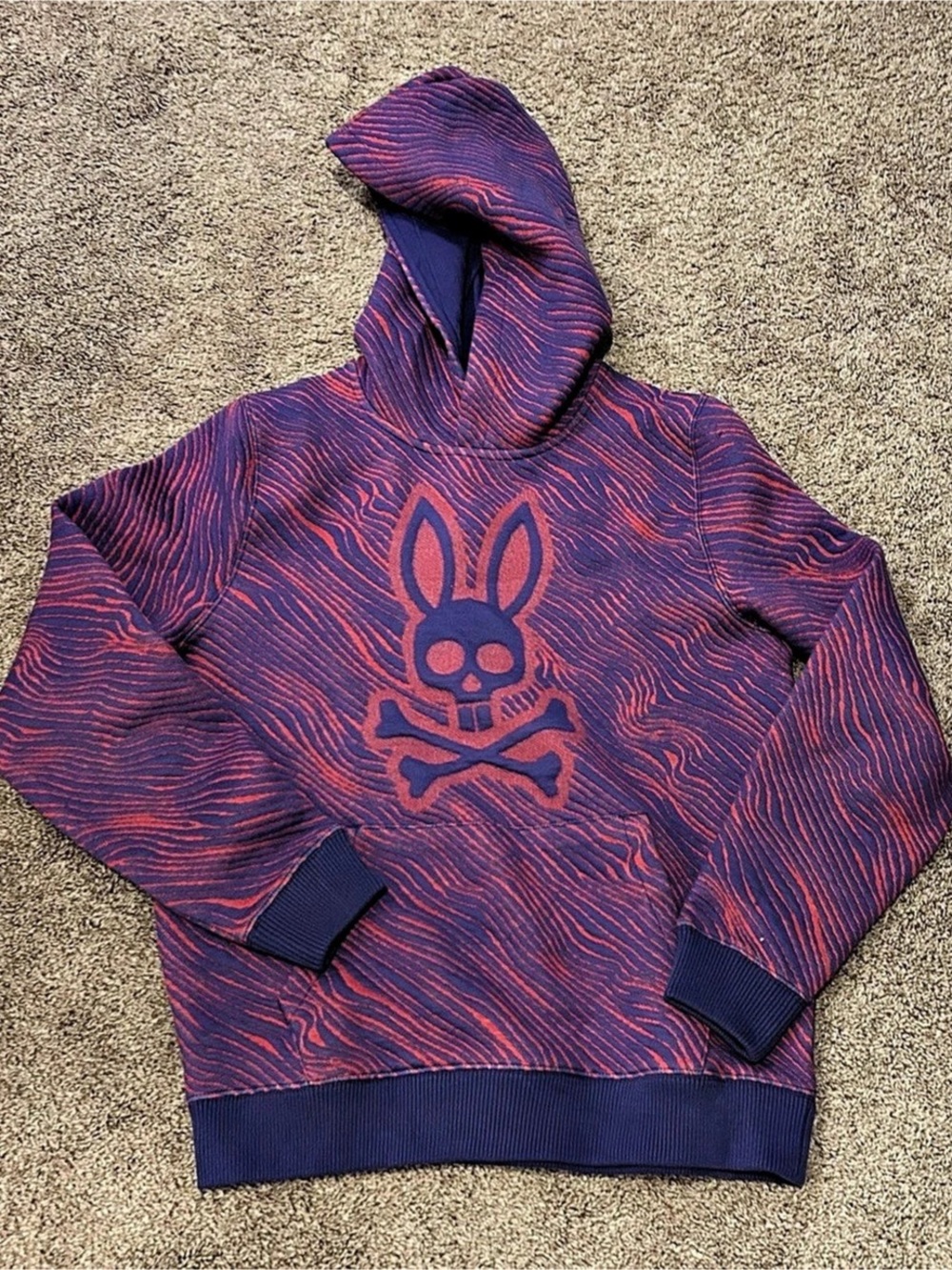 Psycho Bunny Graphic Pullover Hoodie in Purple & Pink